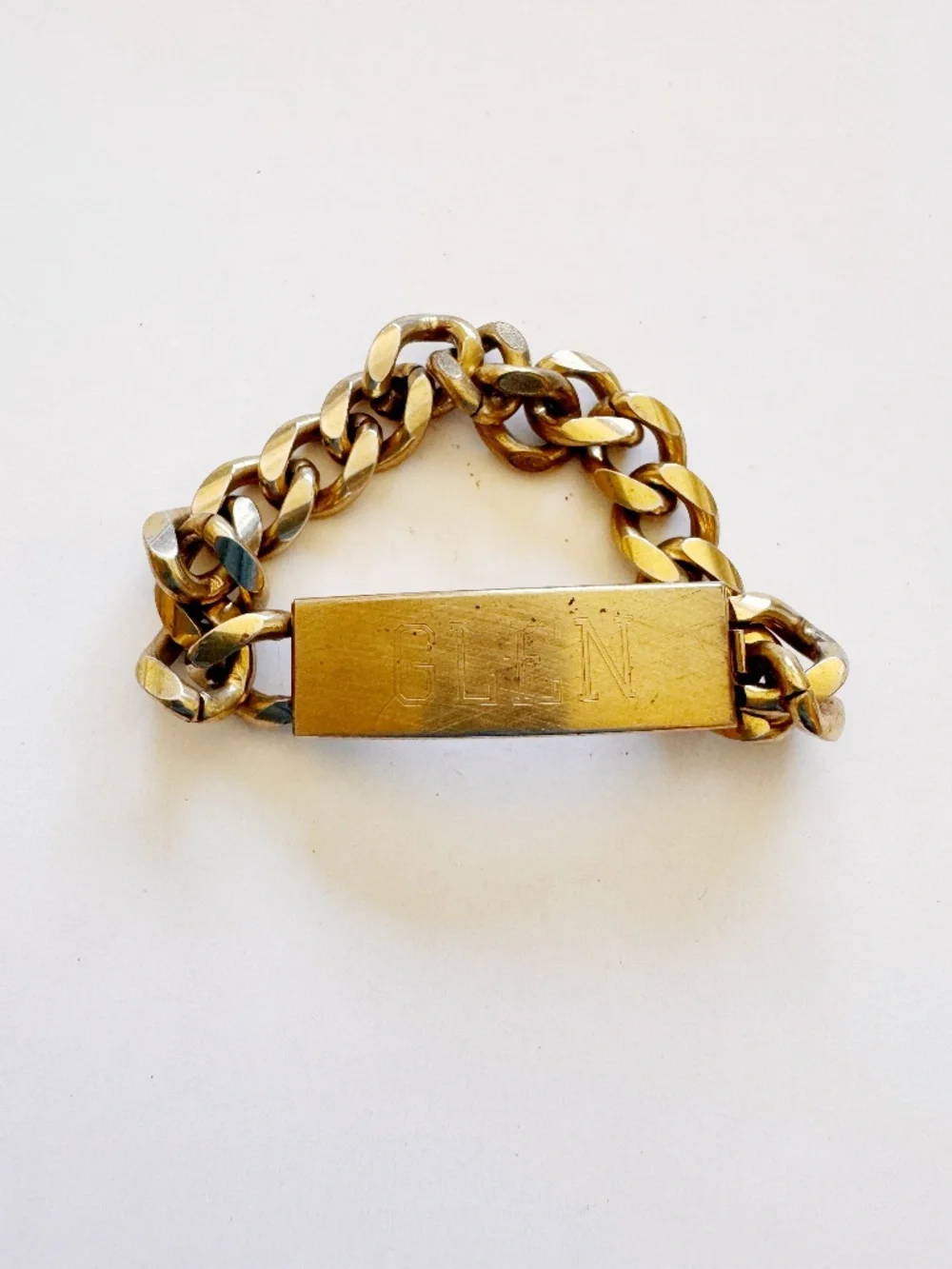 Vintage 1977 Engraved ID Chain Bracelet 
